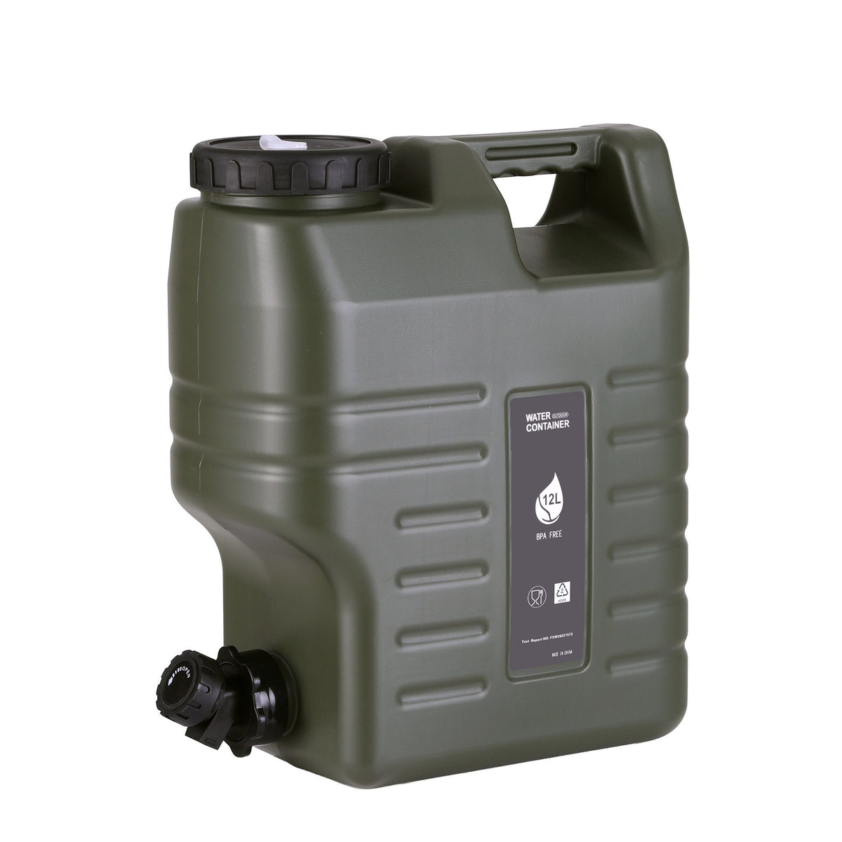Weisshorn 12L Water Container with Tap Food Grade Camping Jerry Can, Green