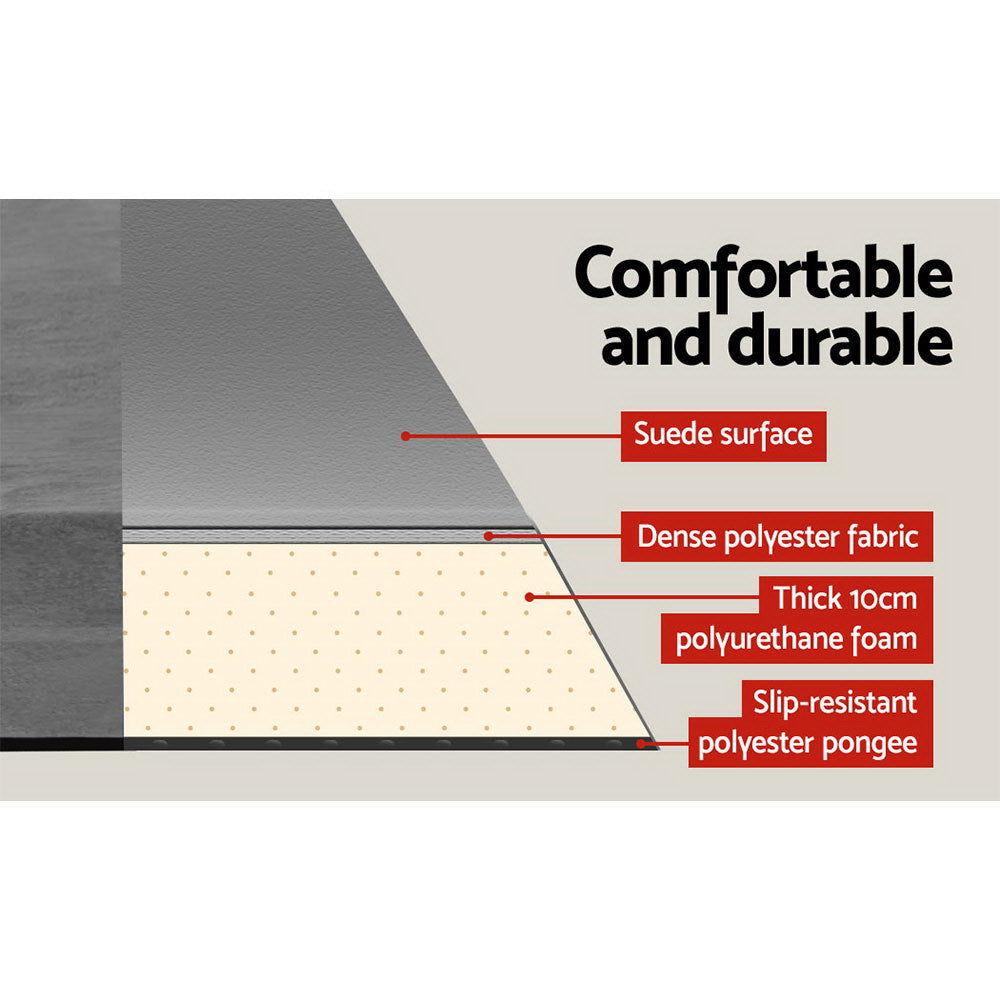 Double Self Inflating Camping Mat 10cm Thick Suede Top - Grey