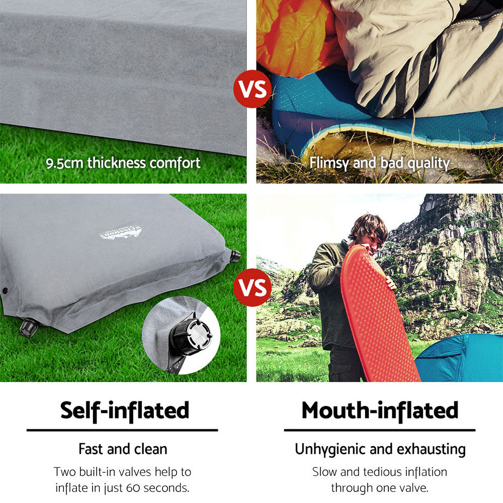Self Inflating Mattress Camping Sleeping Mat Air Bed Single Grey