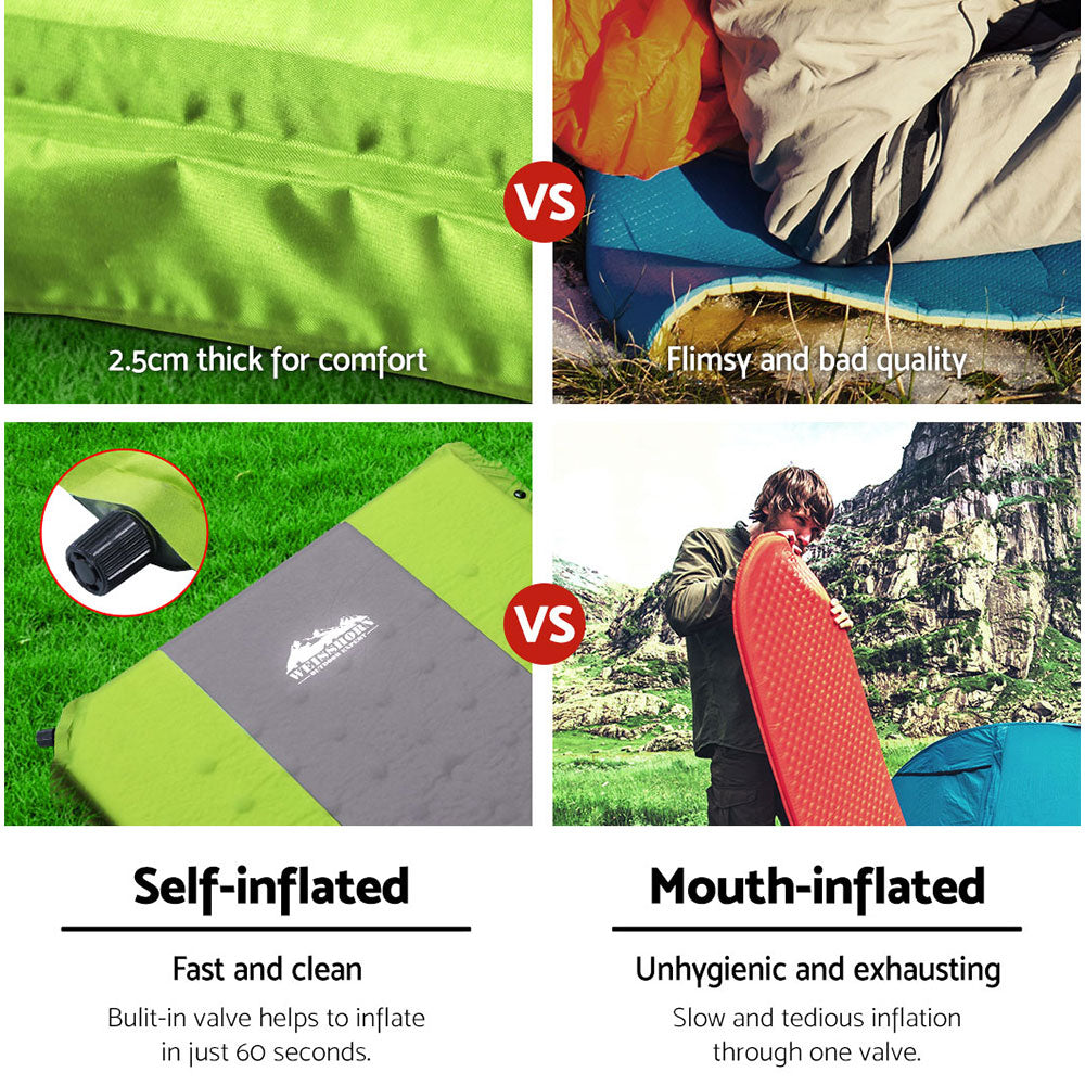 Self Inflating Mattress Camping Sleeping Mat Air Bed Pad Single Green