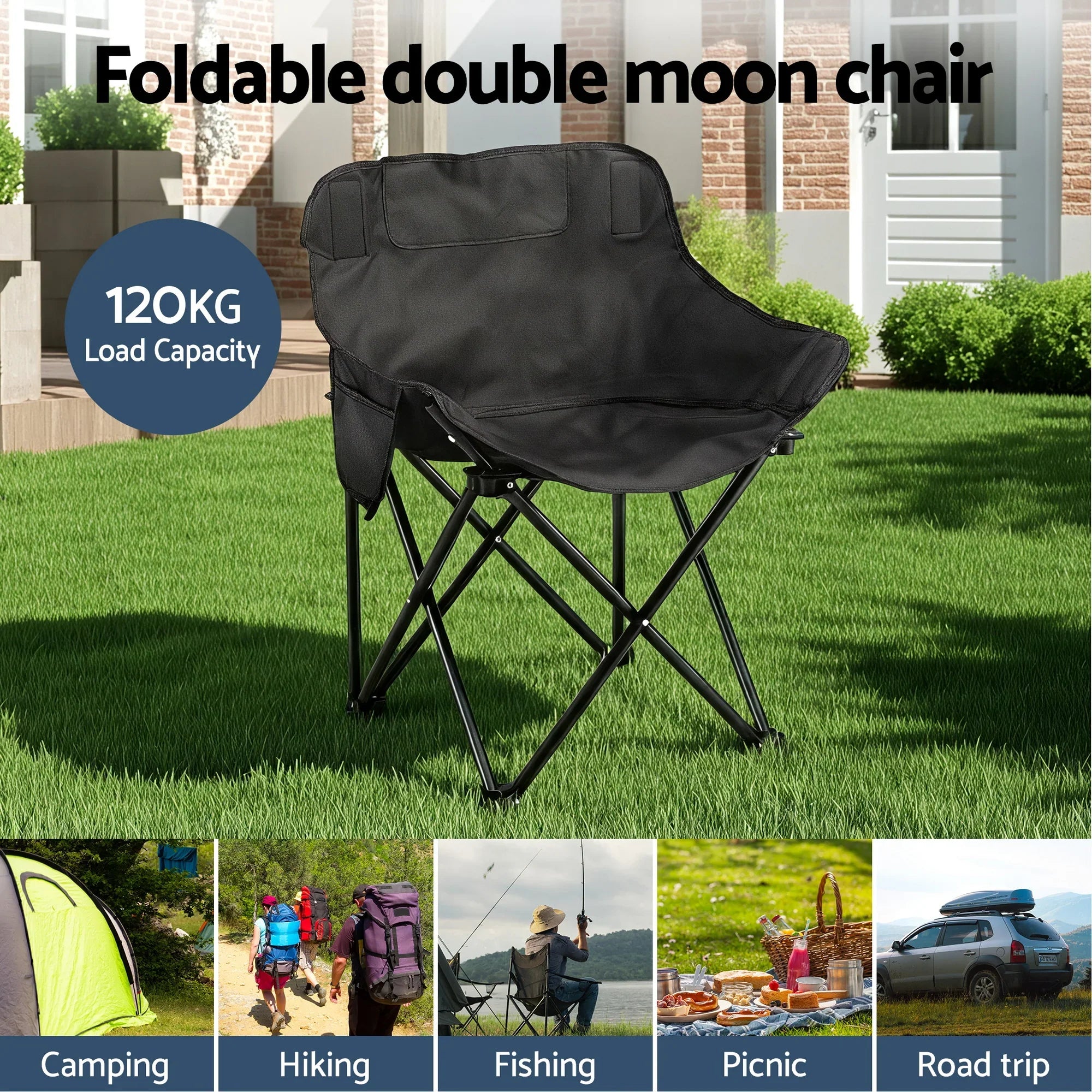 3pc Camping Table Chair Set Outdoor Folding Aluminium Portable Picnic
