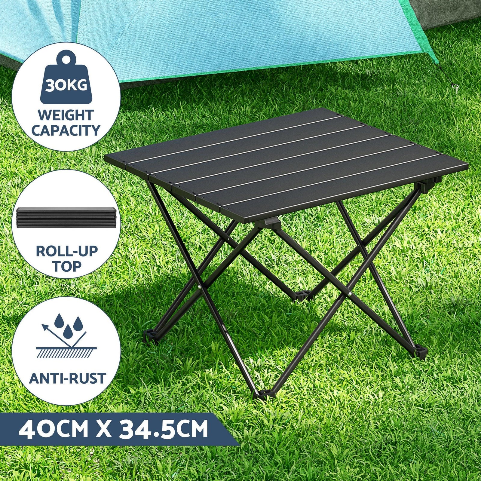 3pc Camping Table Chair Set Outdoor Folding Aluminium Portable Picnic