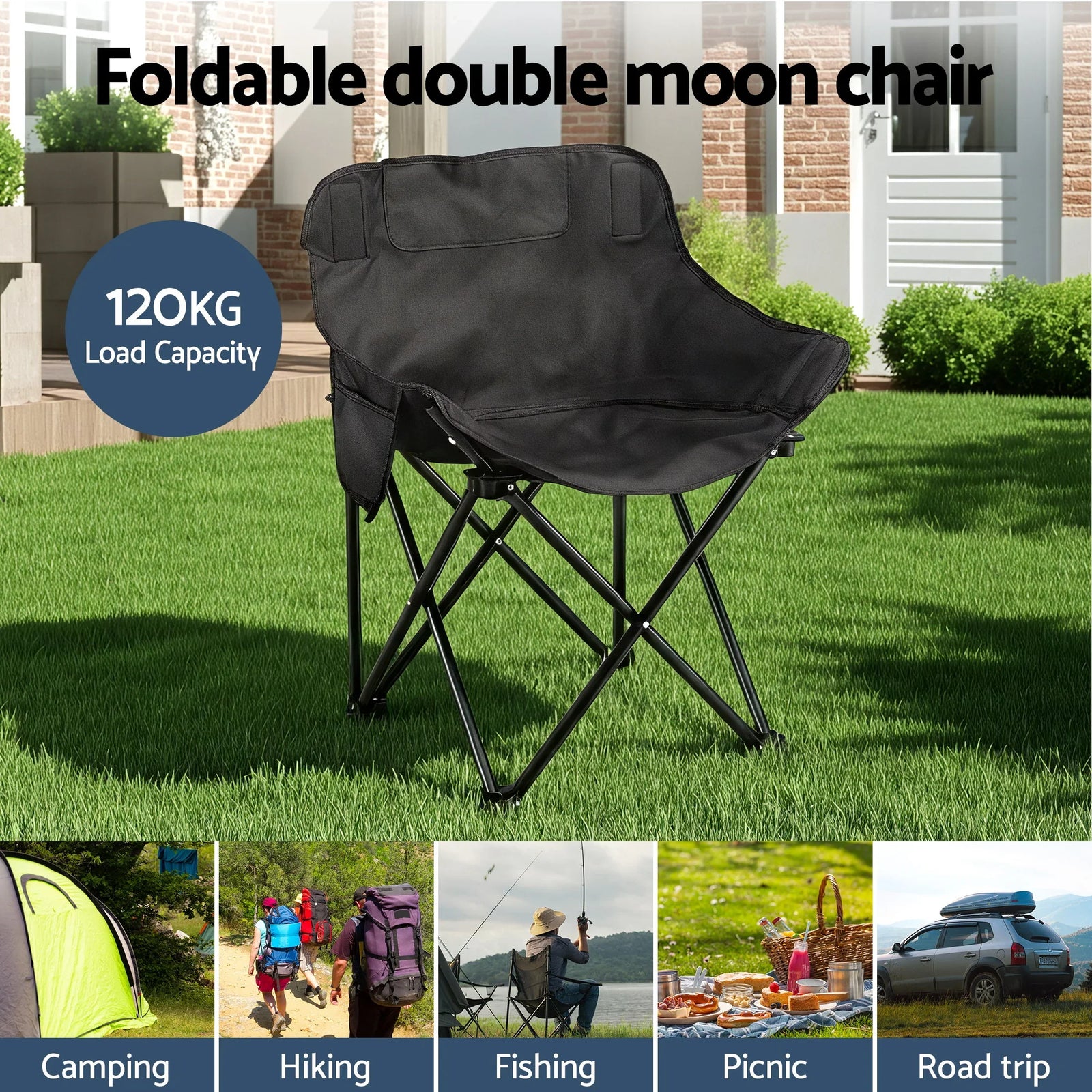 3pc Camping Table Chair Set Outdoor Folding Aluminium Portable Picnic
