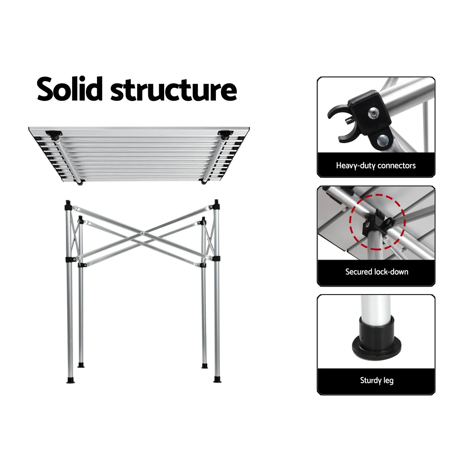3pc Camping Table Chair Set Outdoor Folding Aluminium Portable Picnic