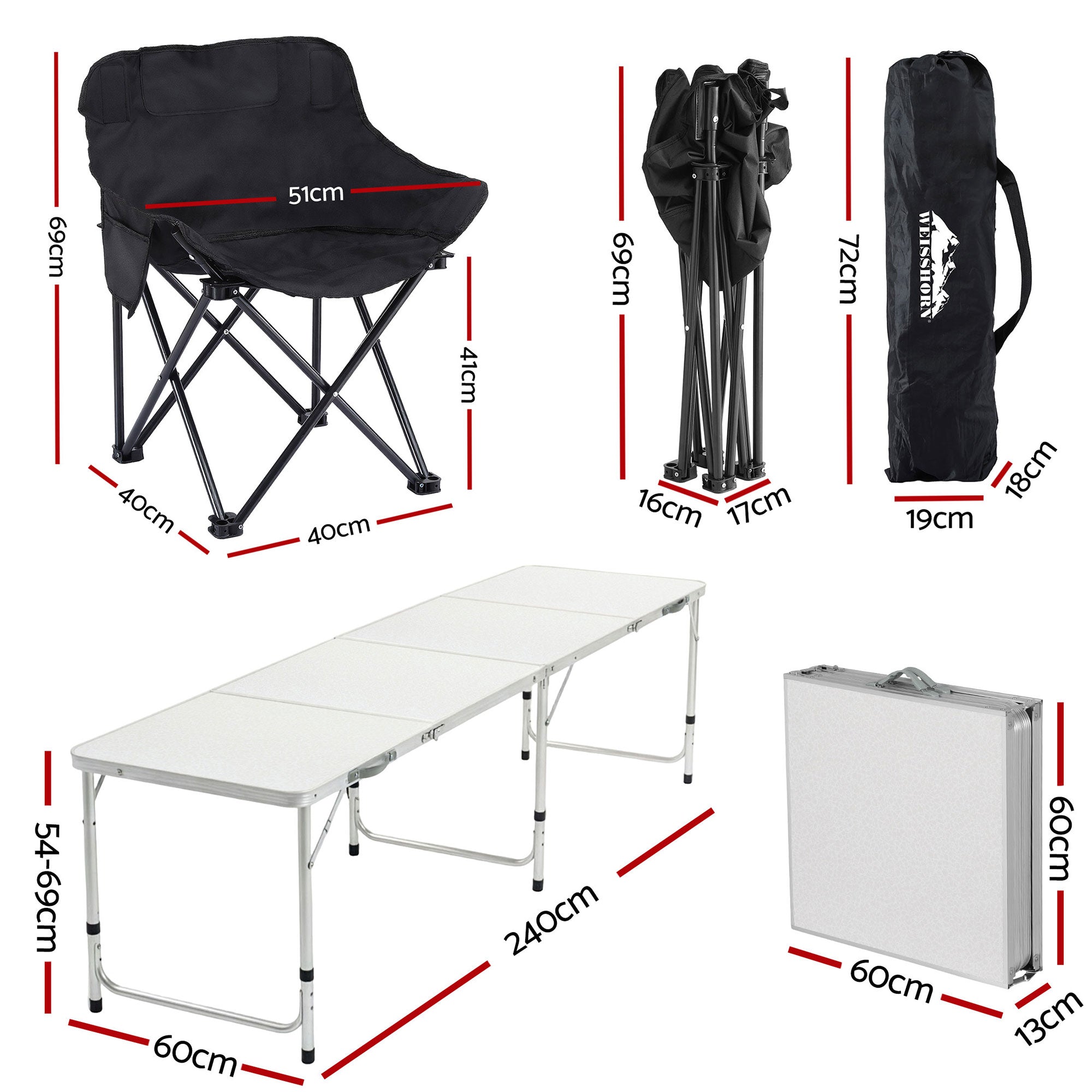 7pc Camping Table Chair Set Outdoor Folding Aluminium Portable Picnic