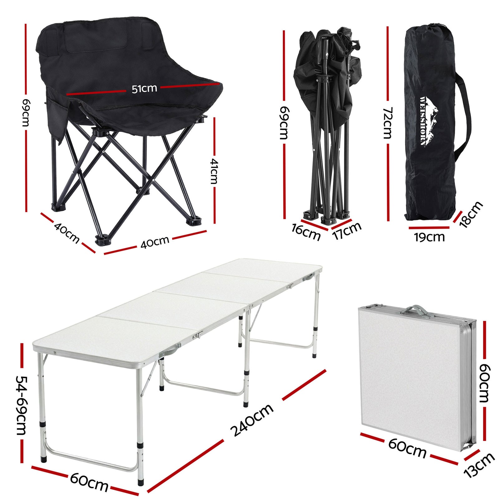 7pc Camping Table Chair Set Outdoor Folding Aluminium Portable Picnic