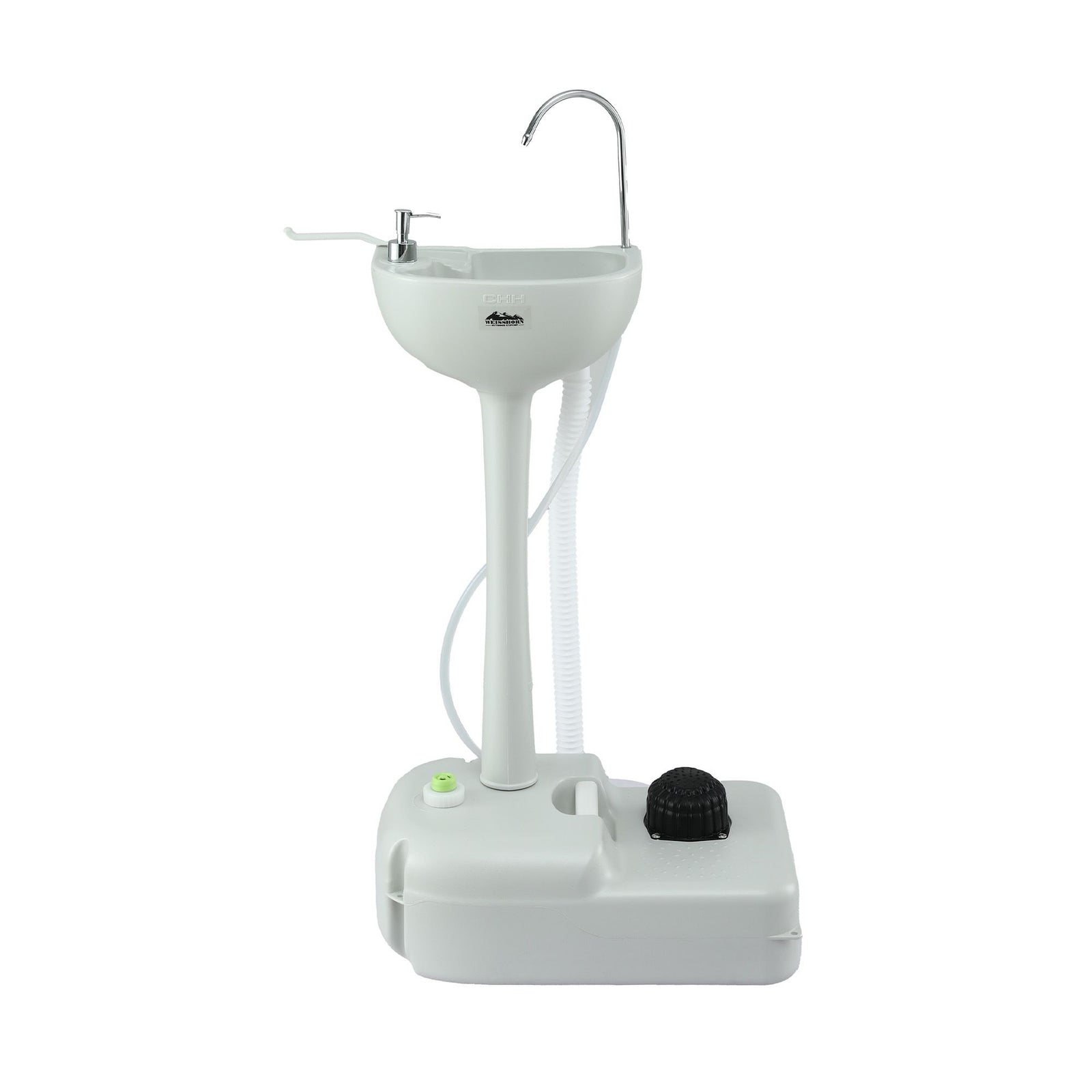 Portable Handwash Stand – Foot Pump, 19L Tank, Wheels, Soap & Towel Holder