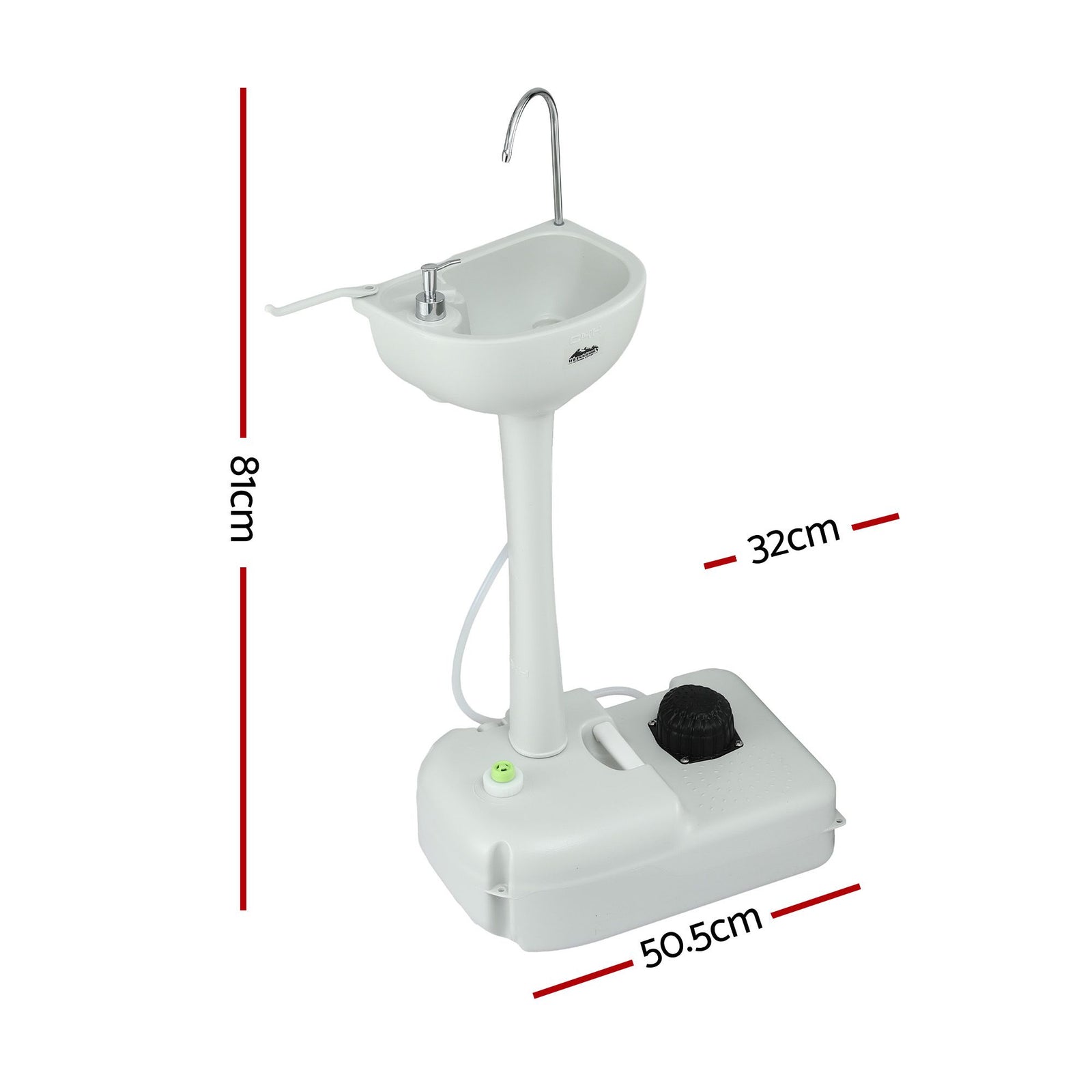 Portable Handwash Stand – Foot Pump, 19L Tank, Wheels, Soap & Towel Holder