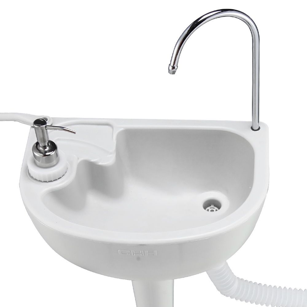 Portable Handwash Stand – Foot Pump, 19L Tank, Wheels, Soap & Towel Holder