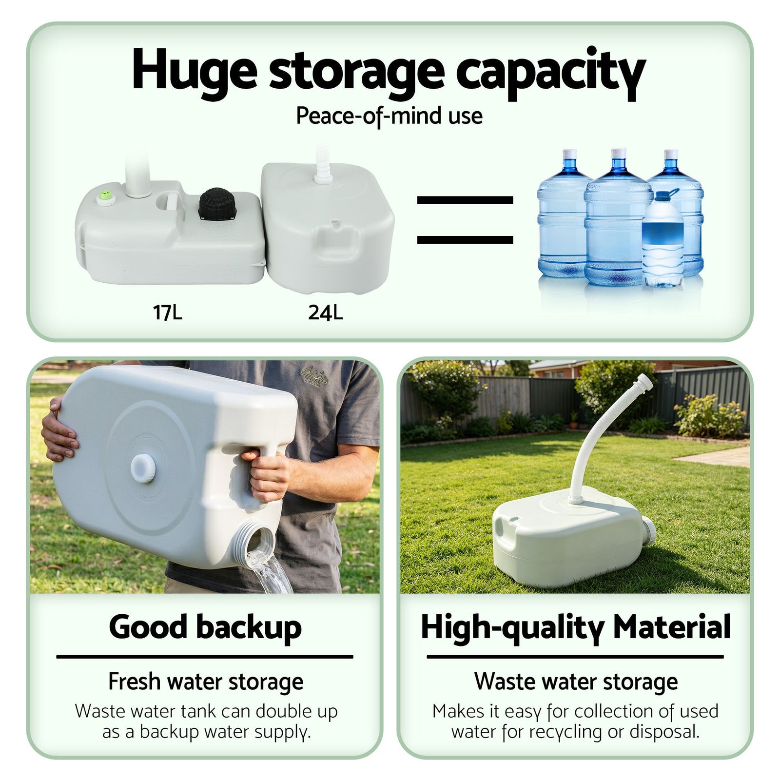Portable Sink Wash Basin – 43L, Foot Pump, Waste Tank, Wheels, Soap & Towel Holder