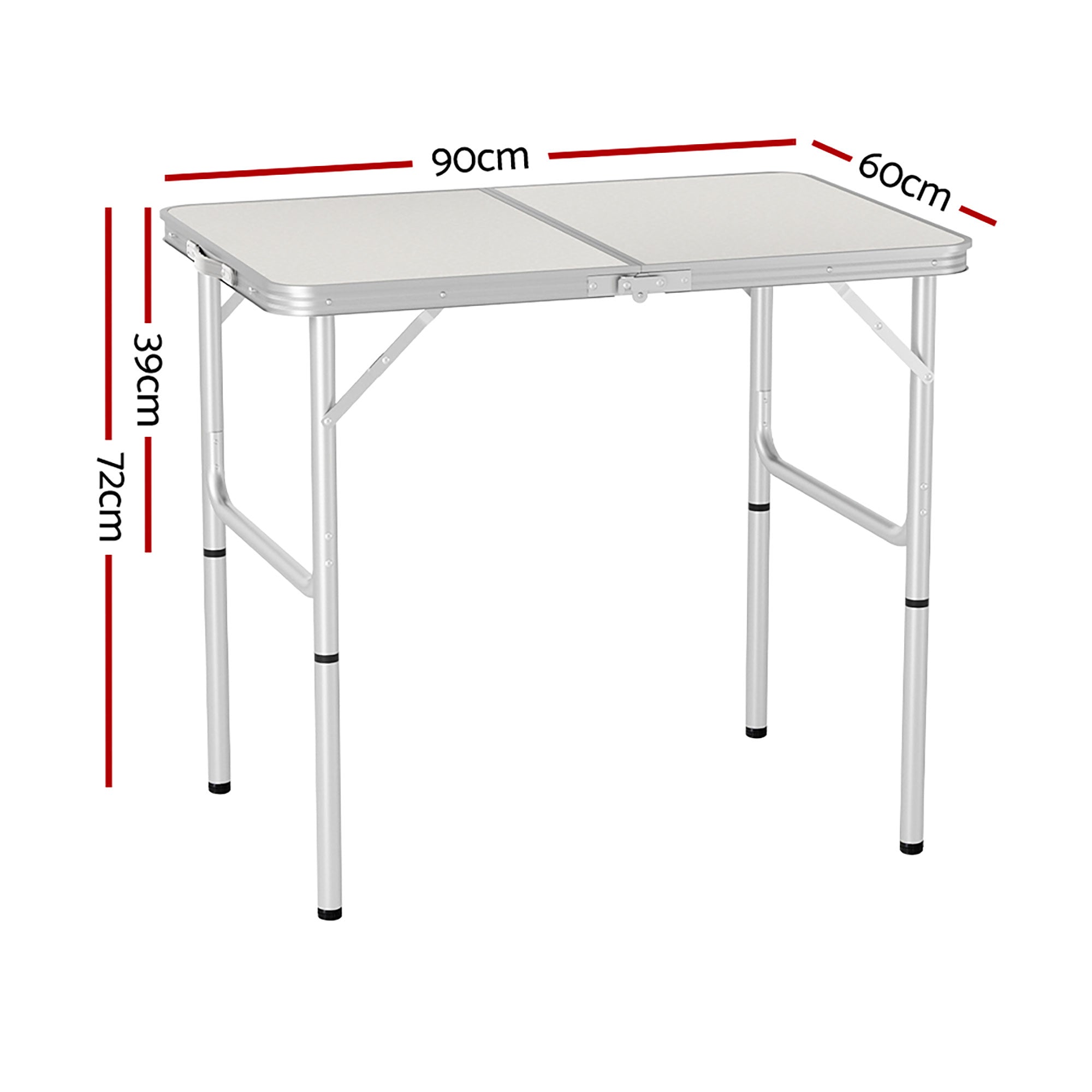 Folding Camping Table – 90cm Aluminium, Adjustable Height, Portable, 30kg Load
