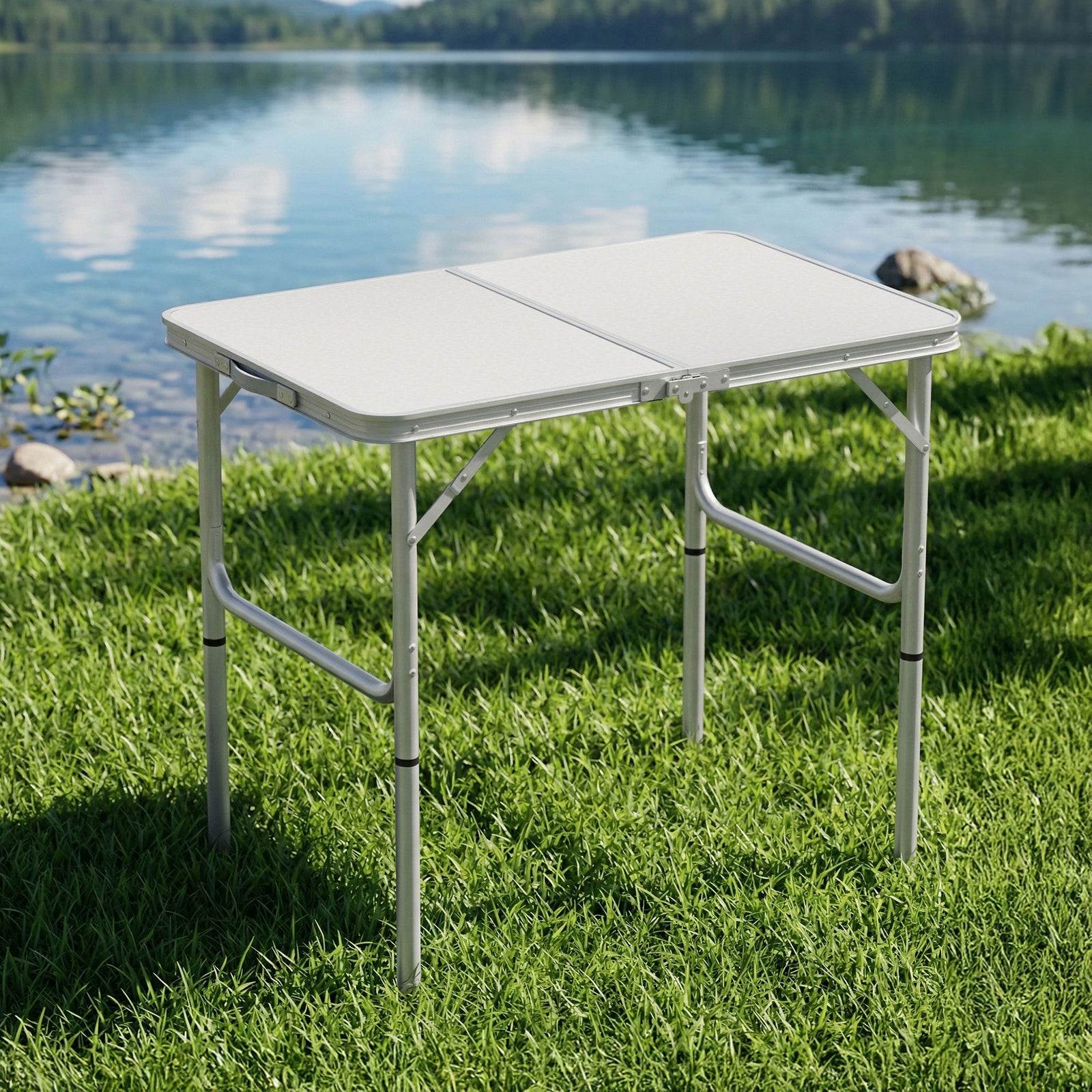 Folding Camping Table – 90cm Aluminium, Adjustable Height, Portable, 30kg Load