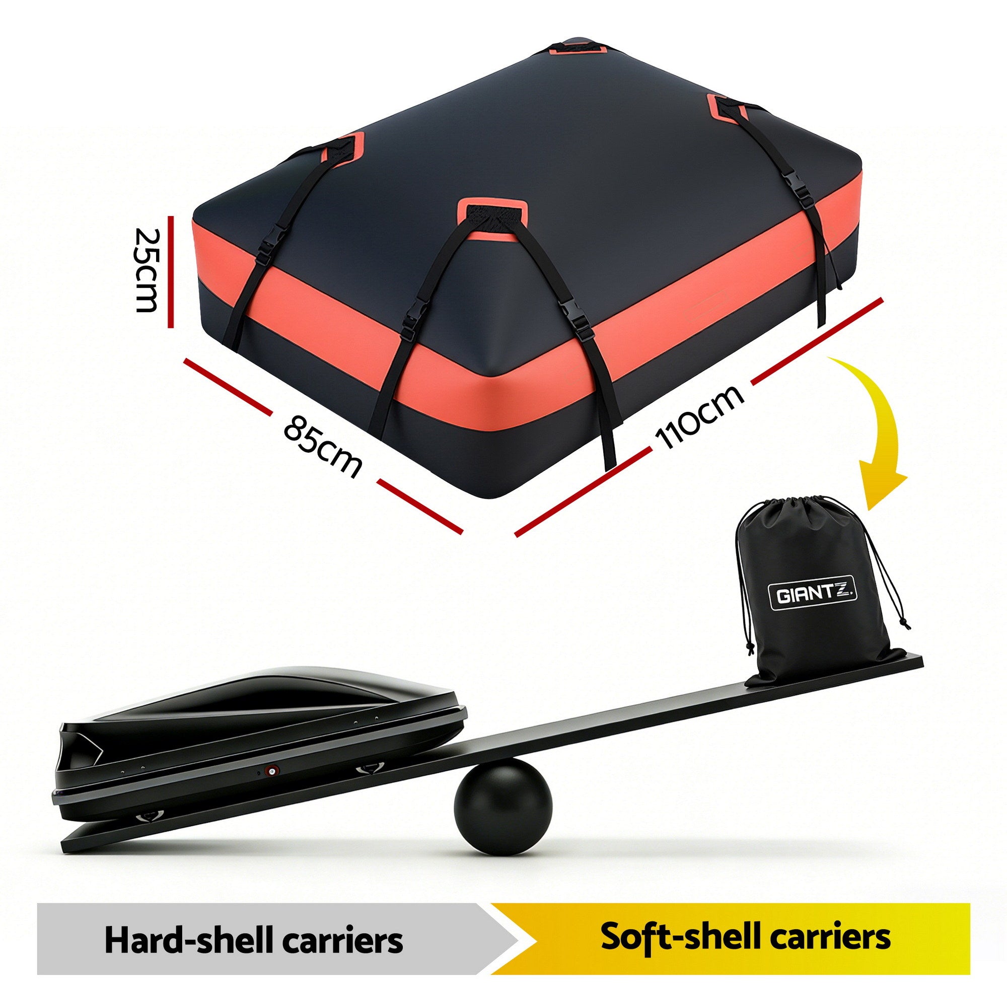 Roof Top Cargo Bag Waterproof Car Luggage Carrier 15 Cubic Ft Universal