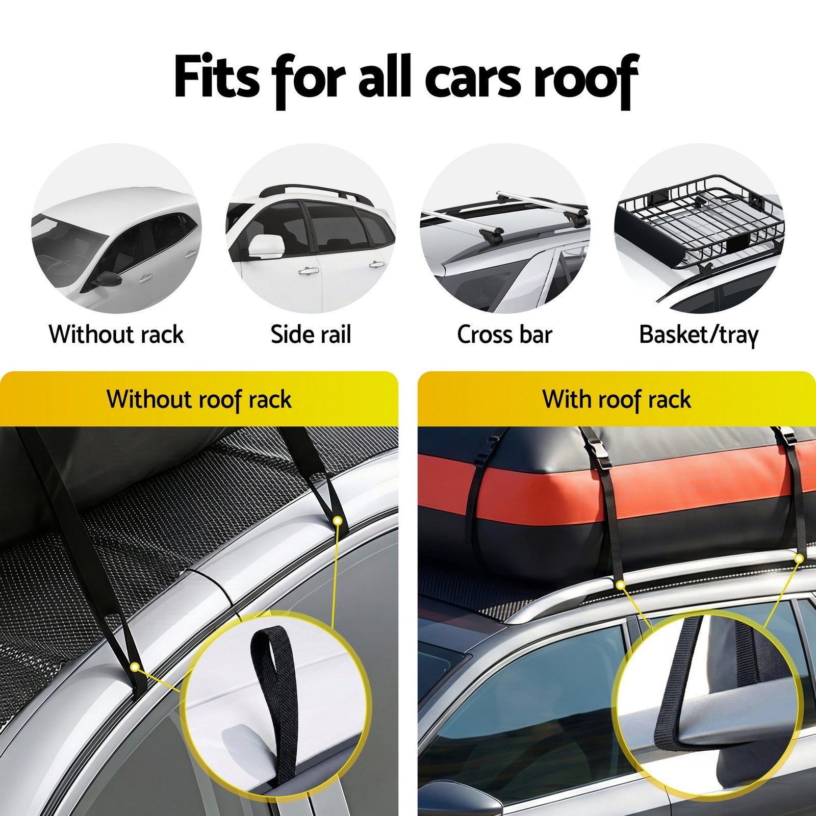 Roof Top Cargo Bag Waterproof Car Luggage Carrier 15 Cubic Ft Universal