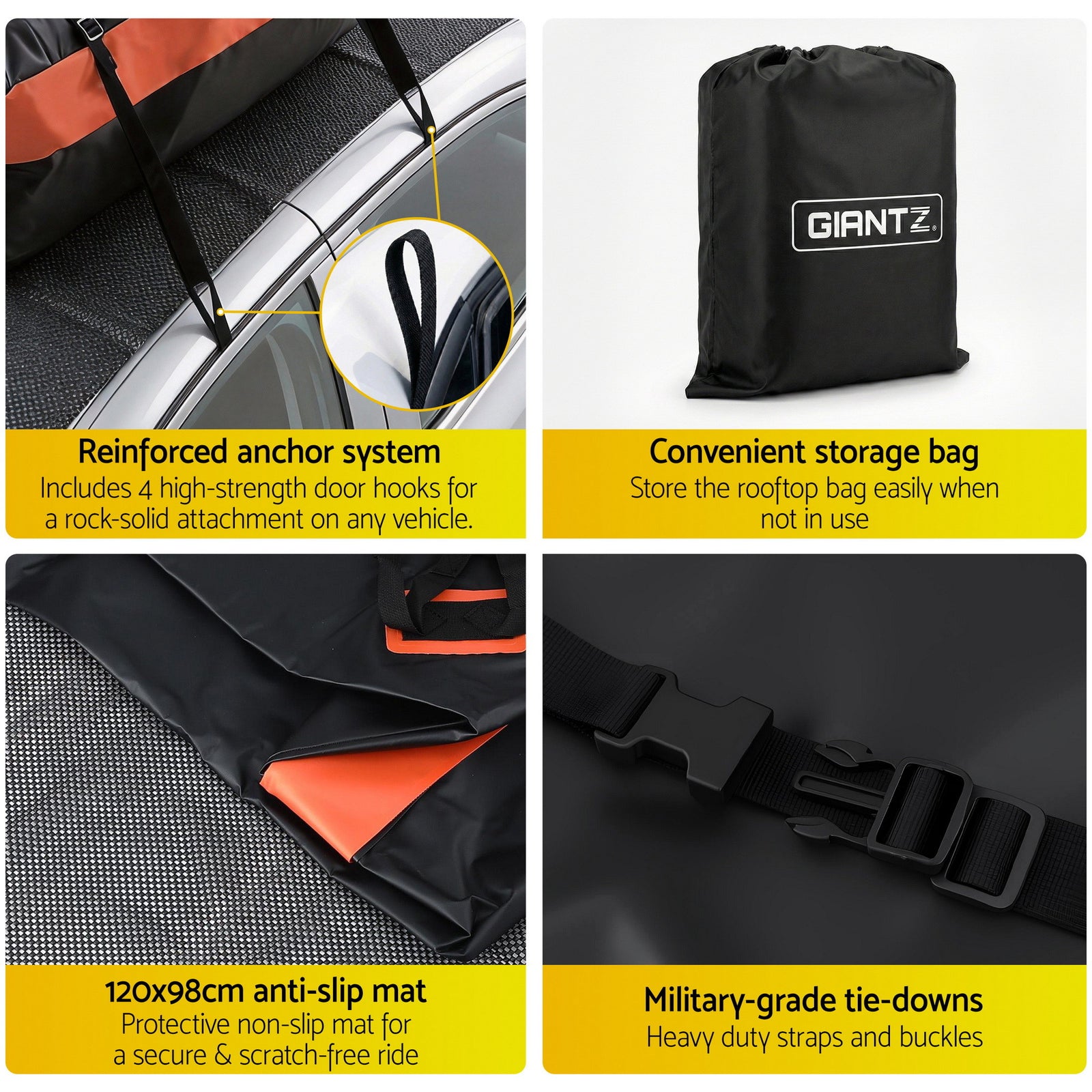 Roof Top Cargo Bag Waterproof Car Luggage Carrier 15 Cubic Ft Universal