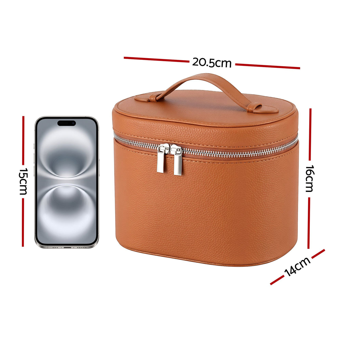 Embellir Makeup Case with Removable Dividers, PU Travel Cosmetic Organiser Brown