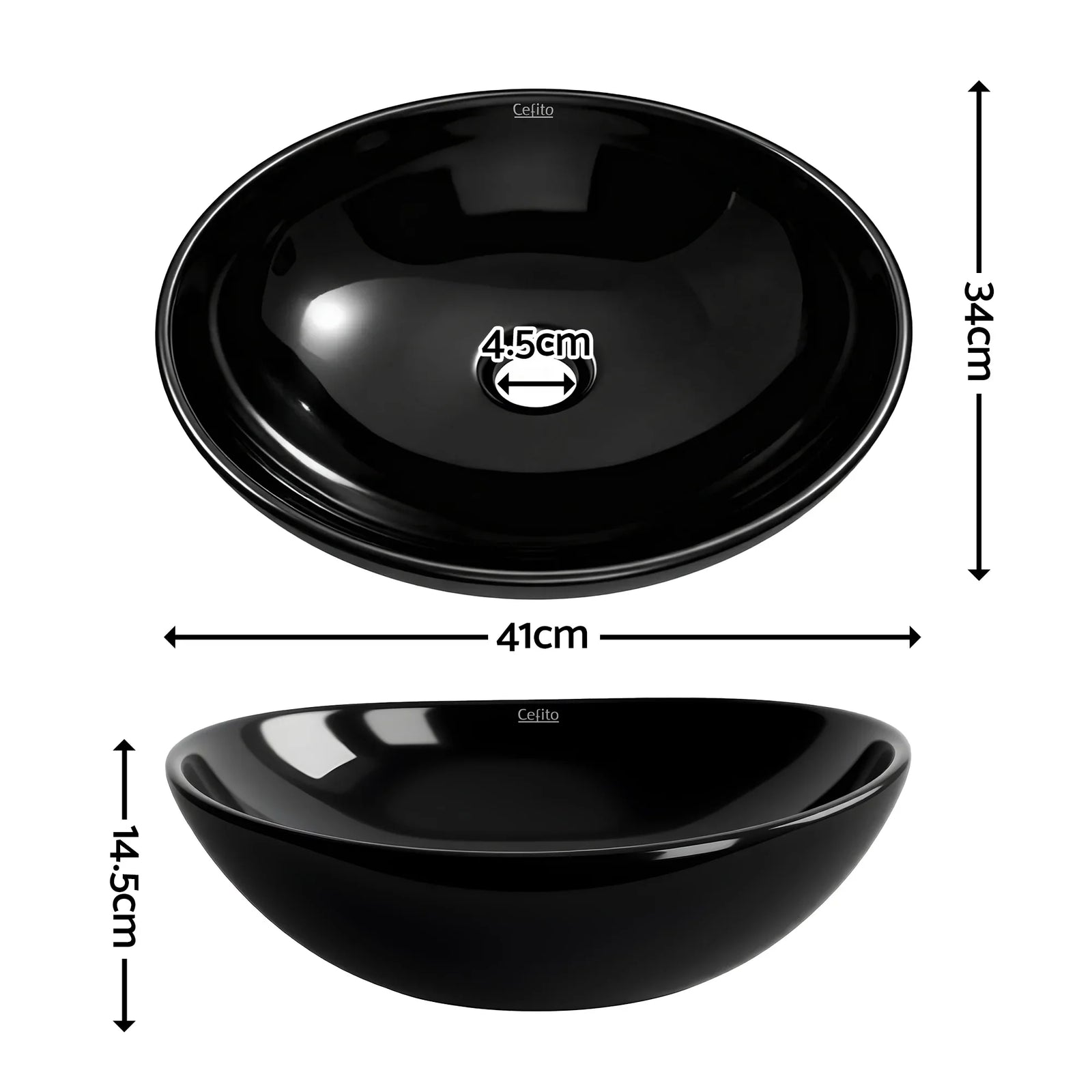 Bathroom Basin Ceramic Vanity Sink Hand Wash Bowl 41x34cm