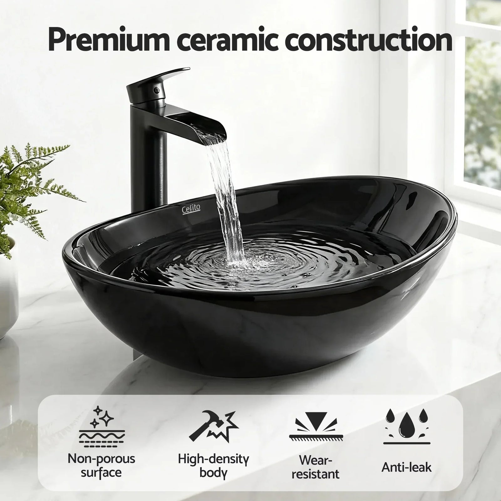 Bathroom Basin Ceramic Vanity Sink Hand Wash Bowl 41x34cm