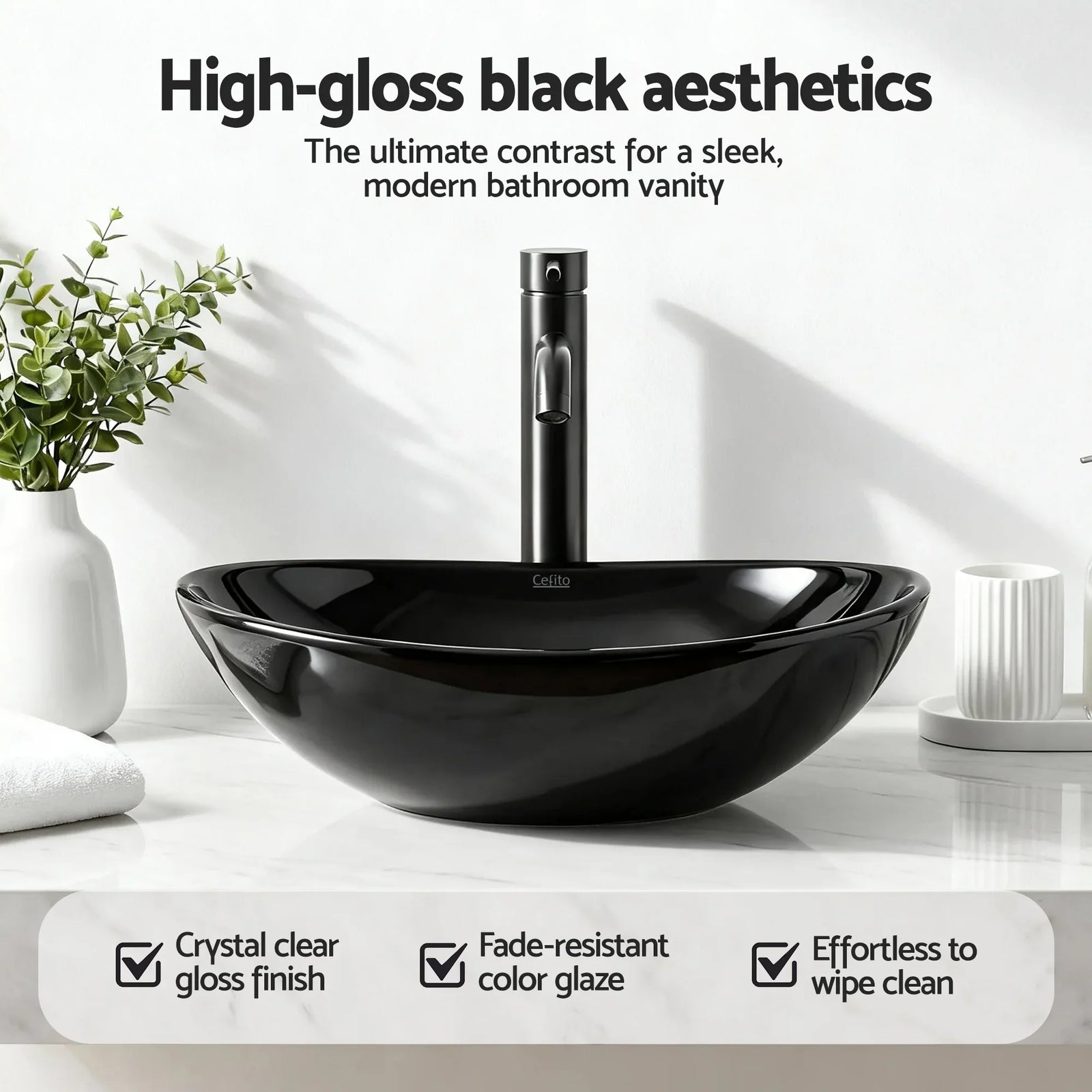 Bathroom Basin Ceramic Vanity Sink Hand Wash Bowl 41x34cm