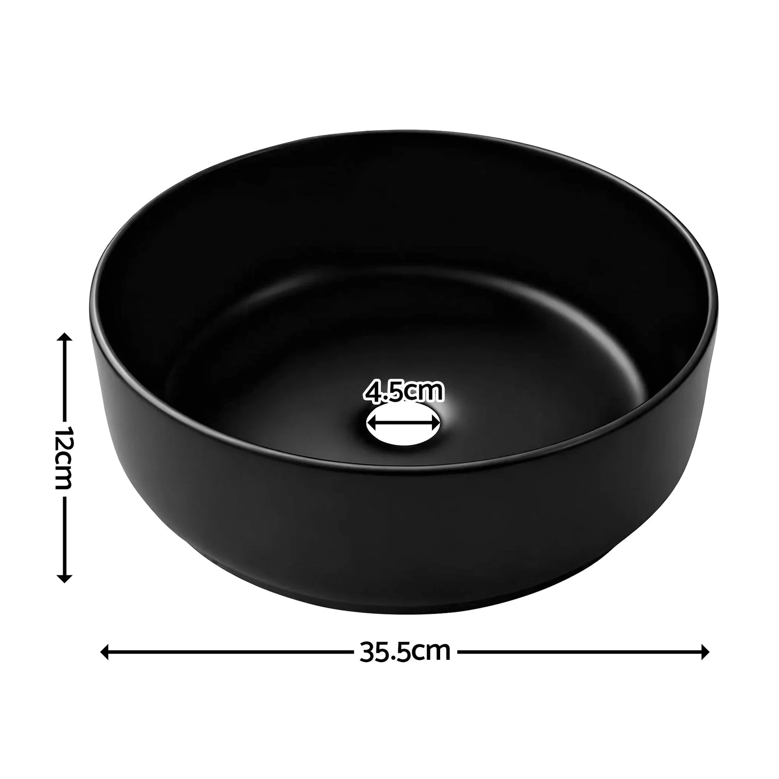 Bathroom Basin Ceramic Vanity Sink Vessel Bowl Wash Matte Black Round Countertop