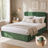 Double Compressed Bed Frame with Headboard Chenille Green