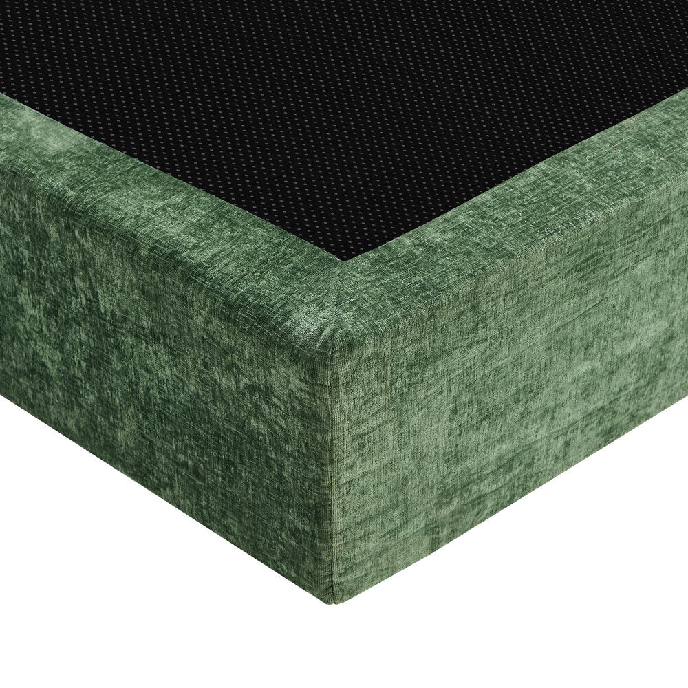 Double Compressed Bed Frame with Headboard Chenille Green