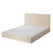 Queen Upholstered Fabric Bed Frame Metal Base Chenille Beige