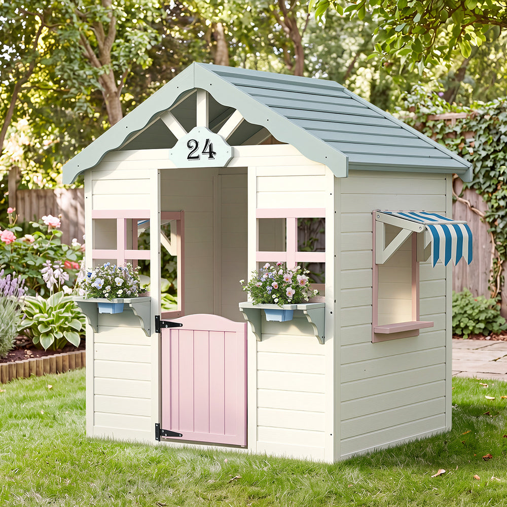 Mazam Kids Wooden Cubby House Outdoor Playhouse Backyard Play