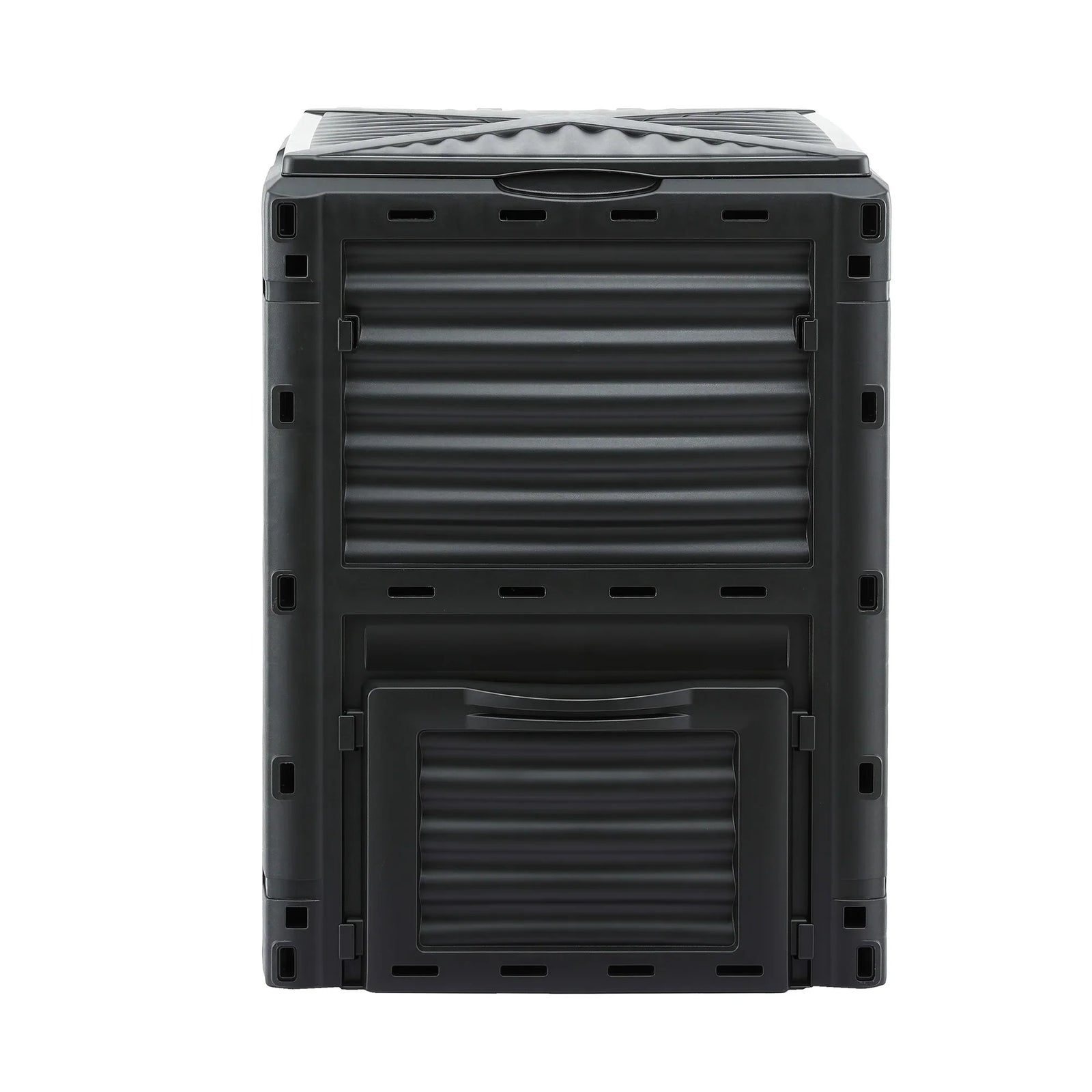 Compost Bin 300L Heavy-Duty Black Outdoor Composter with Top Lid Bottom Door
