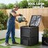 Compost Bin 300L Heavy-Duty Black Outdoor Composter with Top Lid Bottom Door