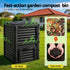 Compost Bin 300L Heavy-Duty Black Outdoor Composter with Top Lid Bottom Door
