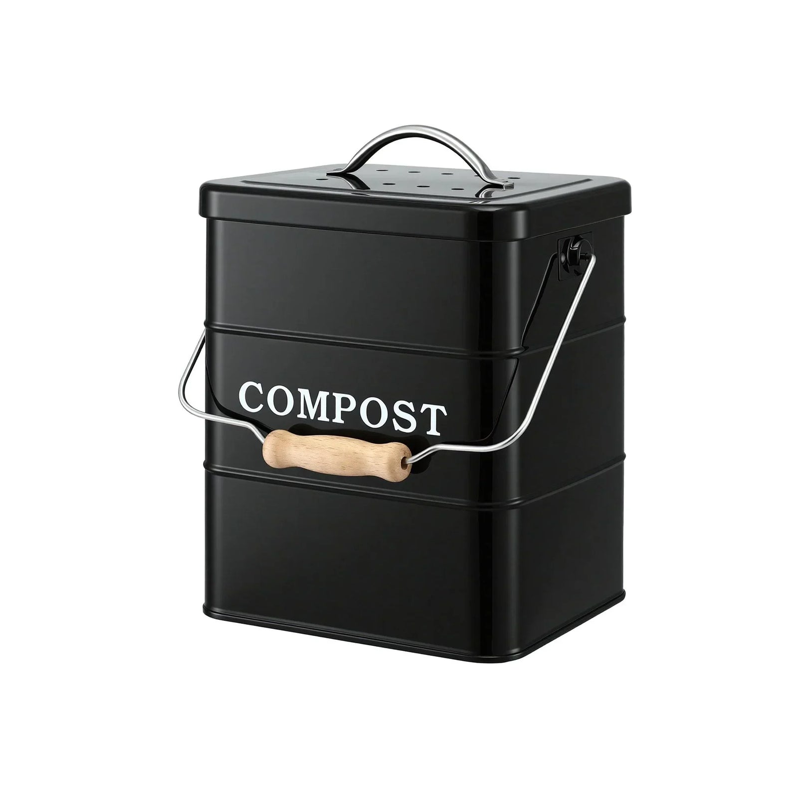 5L Compost Bin Kitchen Countertop Food Waste Caddy Black