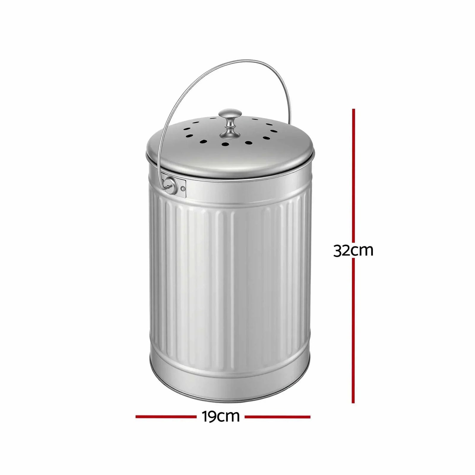 Compost Bin Kitchen Countertop Food Waste Caddy 6L Silver