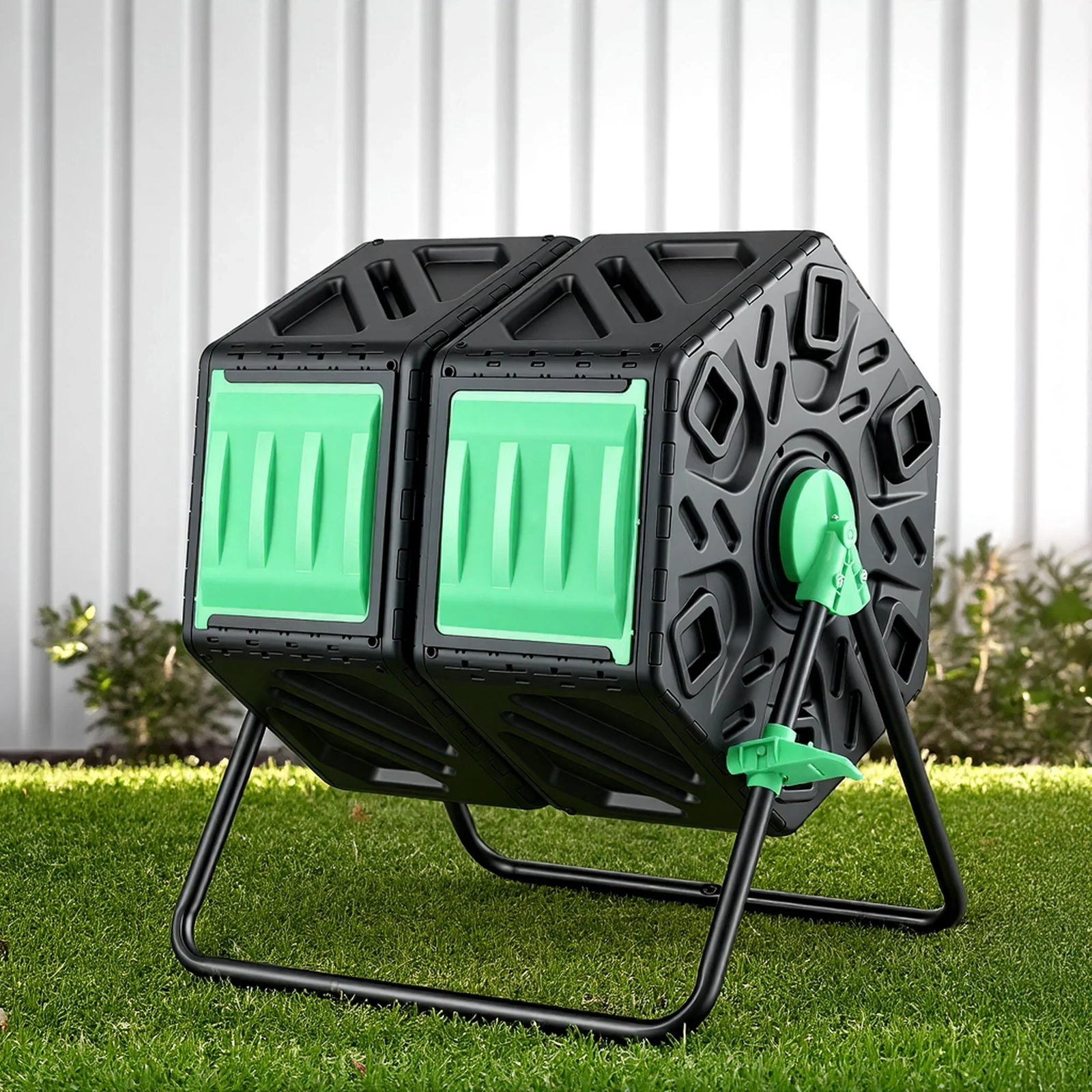 Compost Bin Dual-Chamber 130L Composter Tumbler Rotating Garden Recycle Food Waste