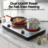 2400W Ceramic Cooktop – 2‑Zone Infrared, Knob Control, Black Glass