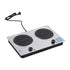 2400W Ceramic Cooktop – 2‑Zone Infrared, Knob Control, Black Glass