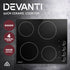 60cm Ceramic Cooktop – 4 Zones, 6000W, Knob Controls, Built‑In, Black