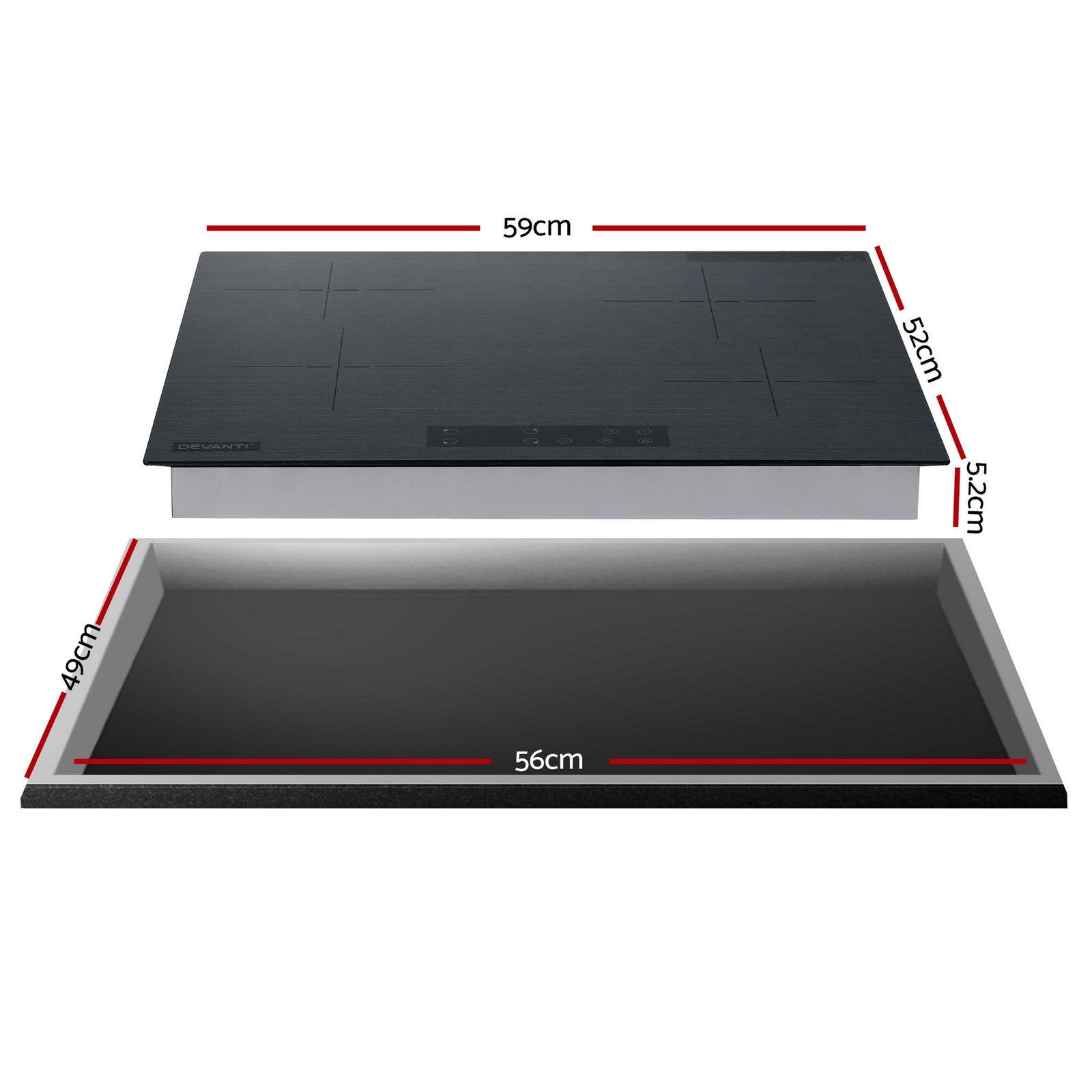 Electric Ceramic Cooktop 60cm Touch Control Grey