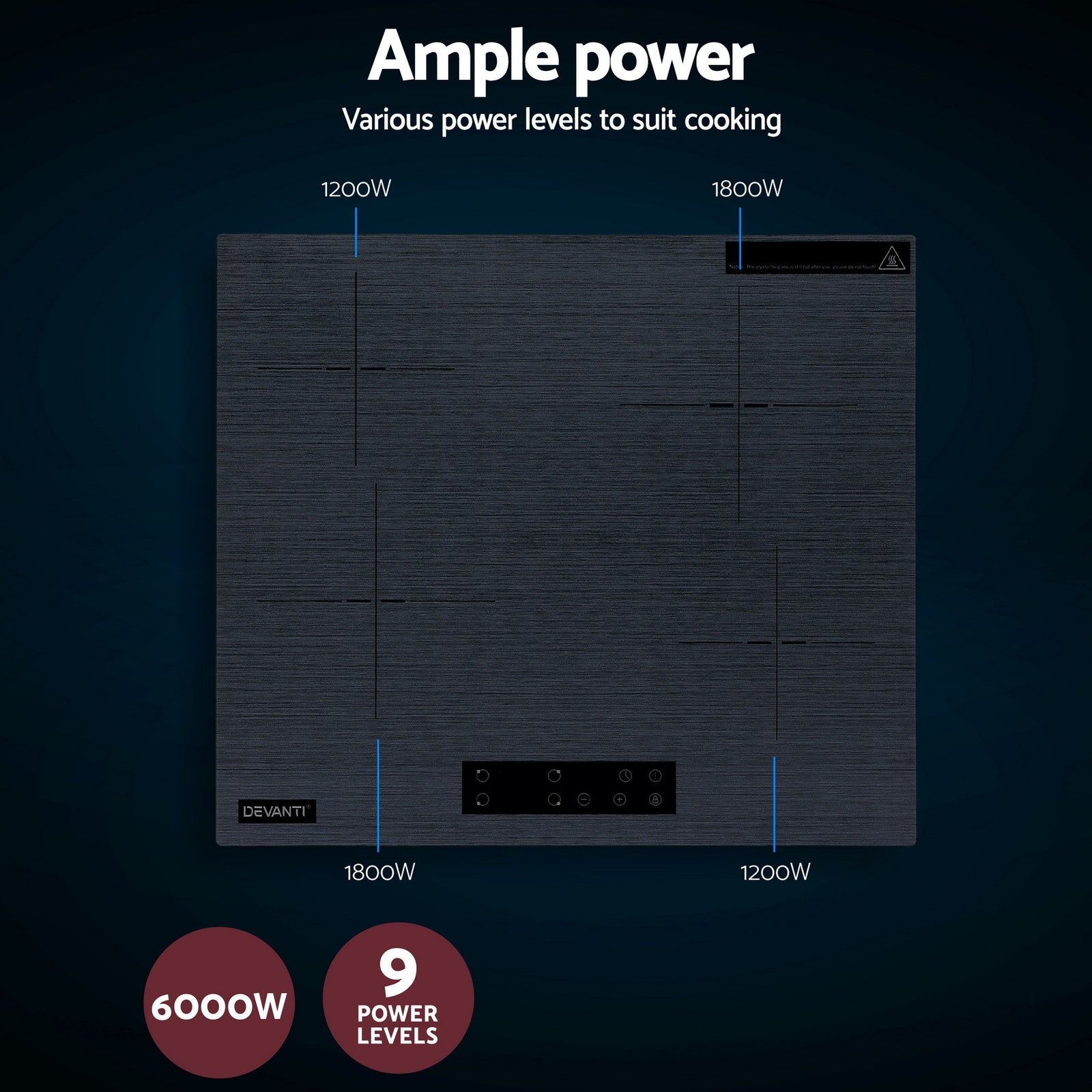 Electric Ceramic Cooktop 60cm Touch Control Grey