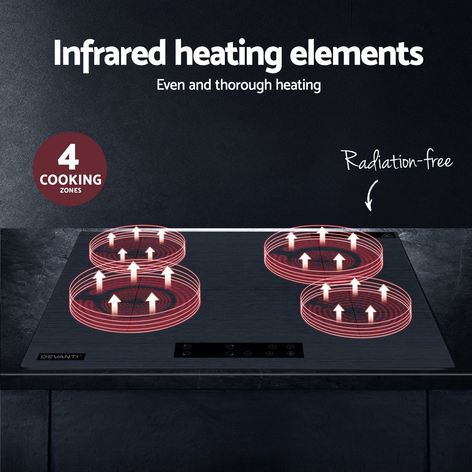 Electric Ceramic Cooktop 60cm Touch Control Grey