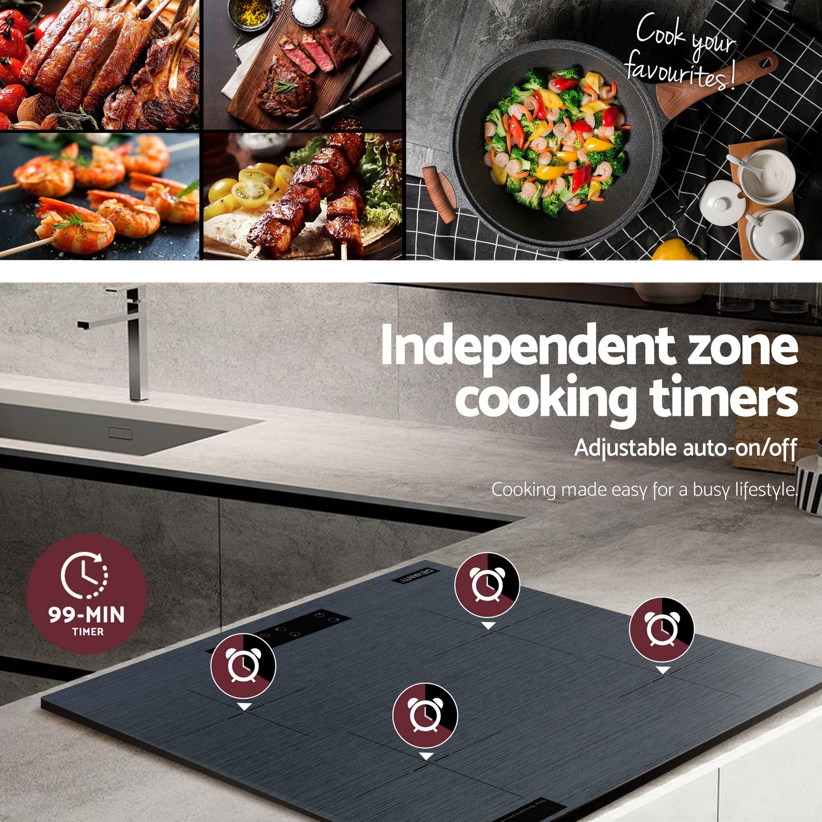 Electric Ceramic Cooktop 60cm Touch Control Grey