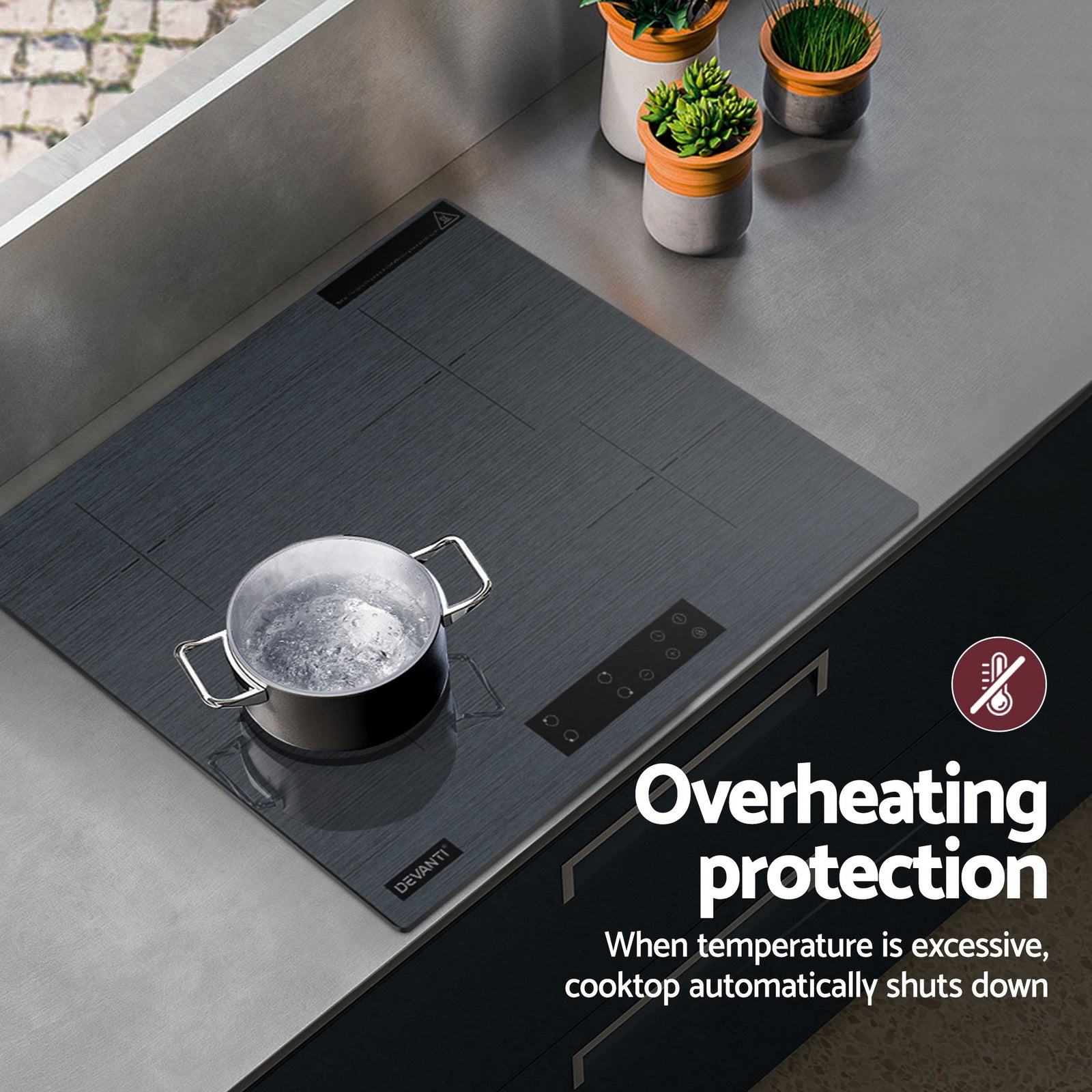 Electric Ceramic Cooktop 60cm Touch Control Grey