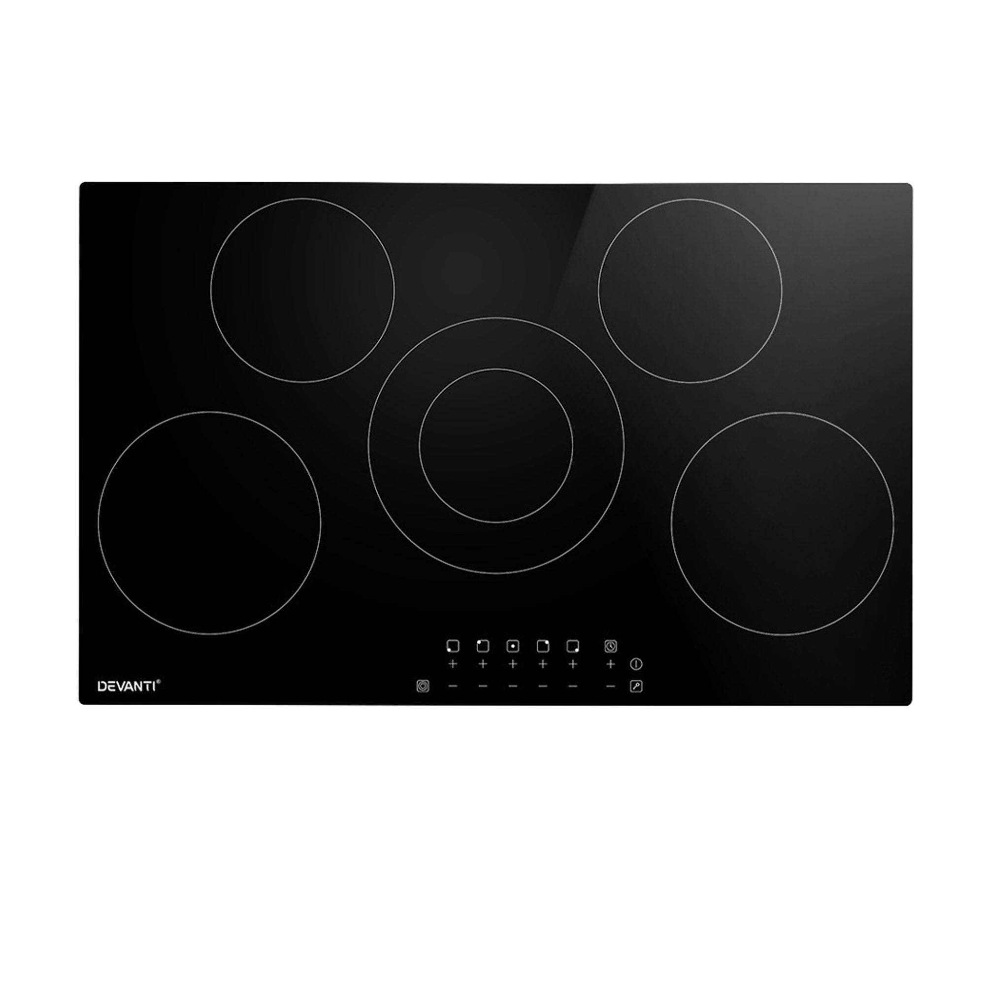 90cm Ceramic Cooktop – 6 Zones, 8200W, Touch Control, Timer, Black Glass