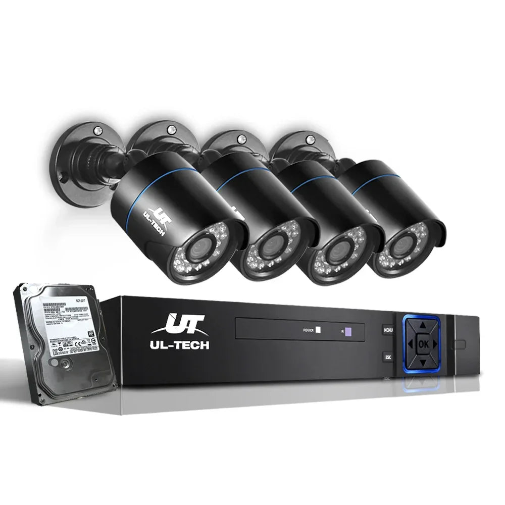 UL-Tech CCTV 4CH 1080P Security System 4 Cameras 2TB HDD DVR Outdoor IP66