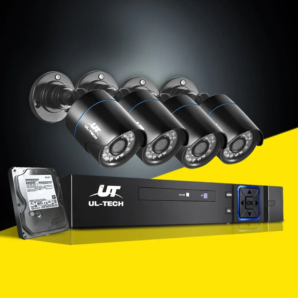 UL-Tech CCTV 4CH 1080P Security System 4 Cameras 2TB HDD DVR Outdoor IP66
