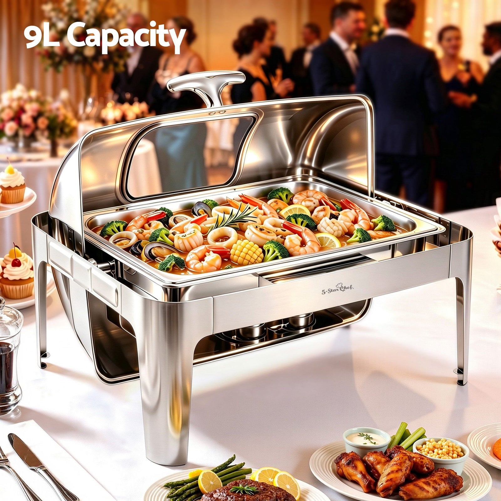 5 Star Chef 9L Chafing Dish Buffet Warmer Food Warmer Catering Server