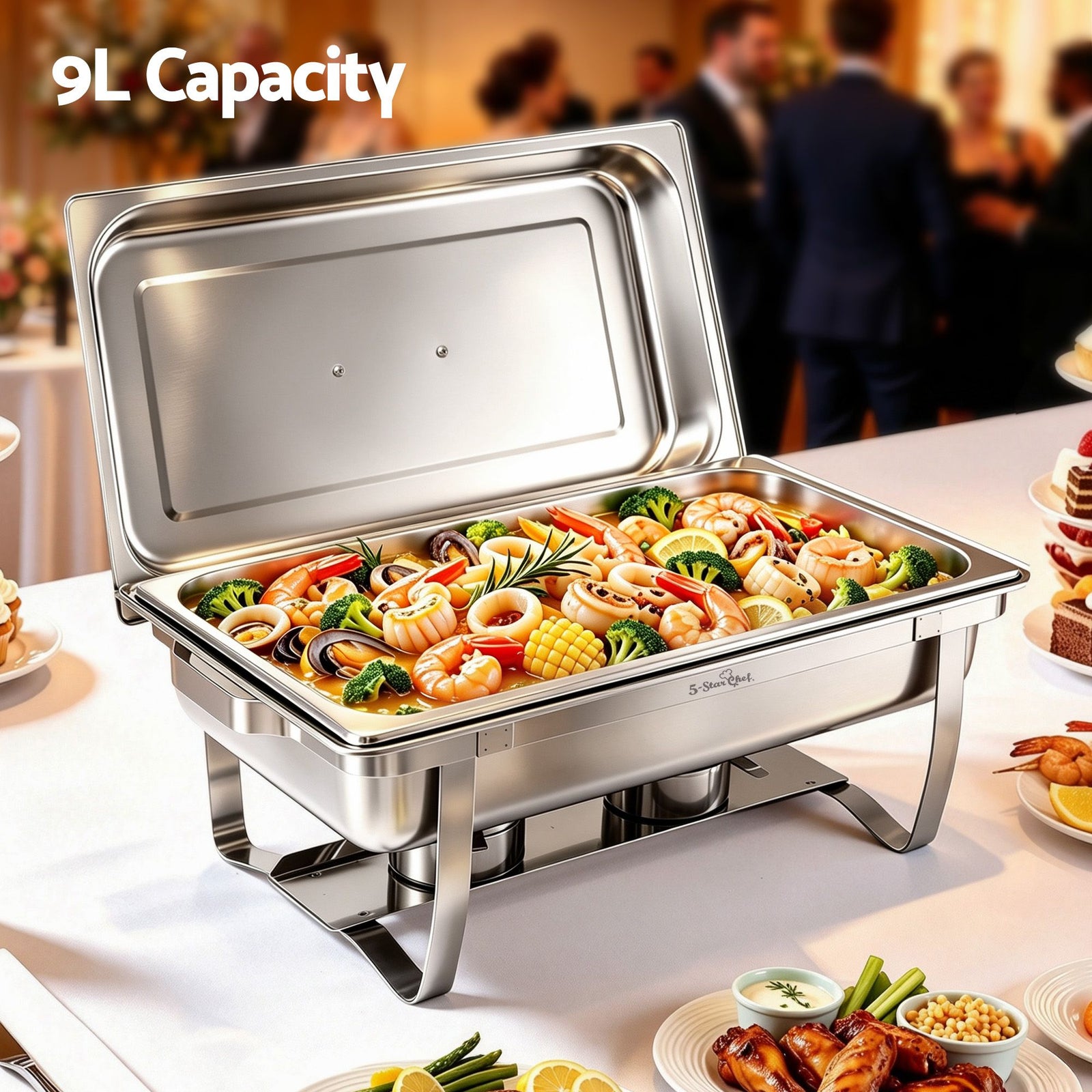 5-Star Chef Chafing Dish 9L 1-Pan Buffet Warmer Food Warmer Catering Server