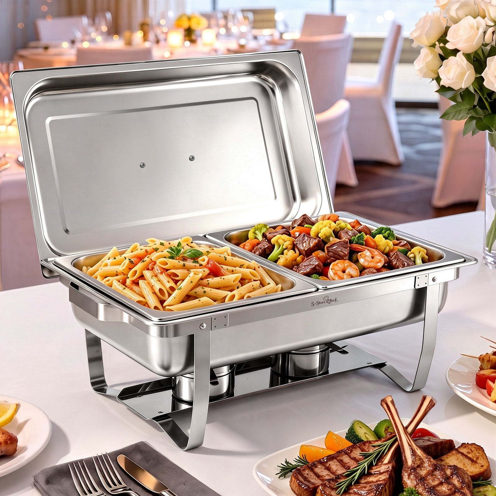 Chafing Dish 8L 2-Pan Buffet Warmer Food Warmer Catering Server