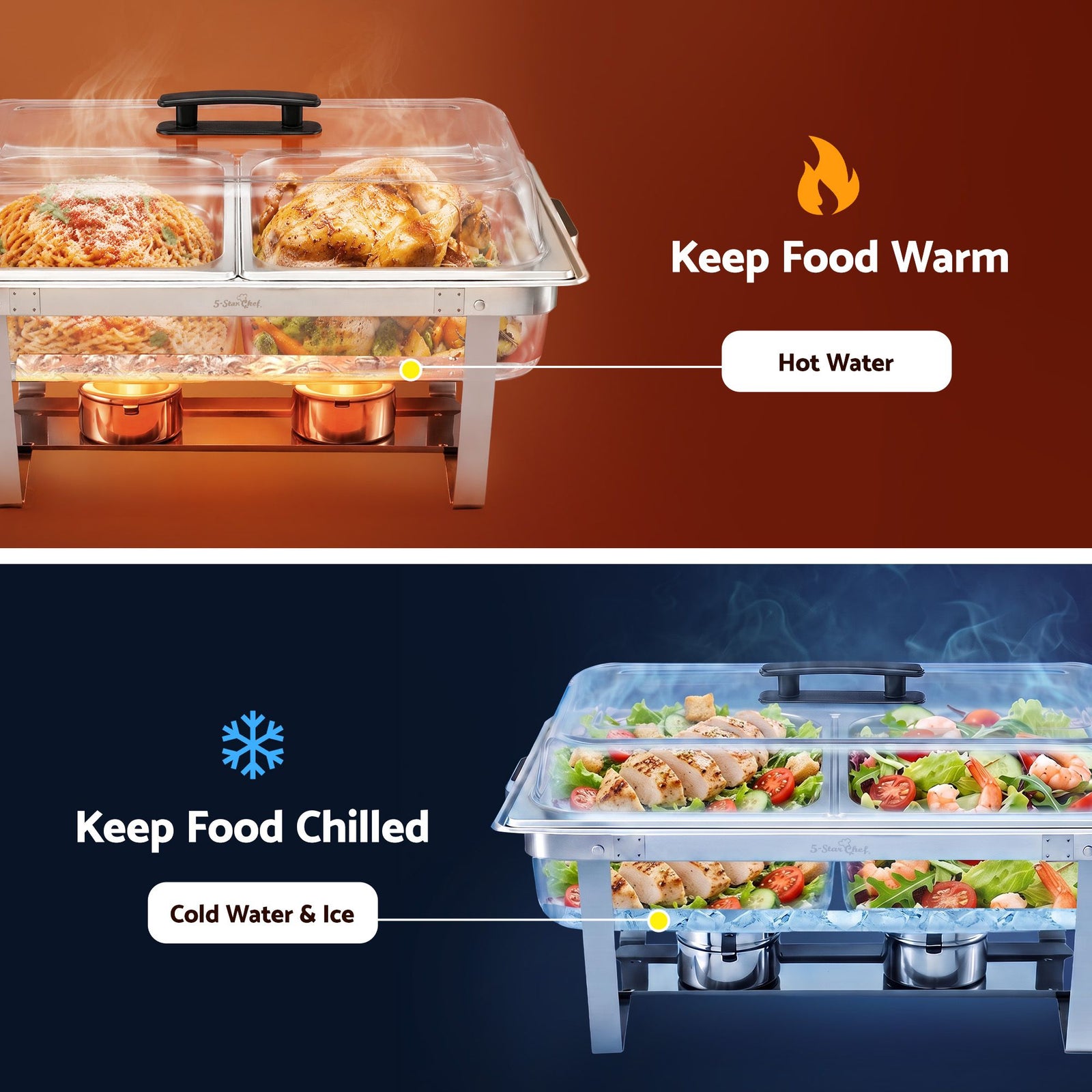 Chafing Dish 8L 2-Pan Buffet Warmer Food Warmer Catering Server