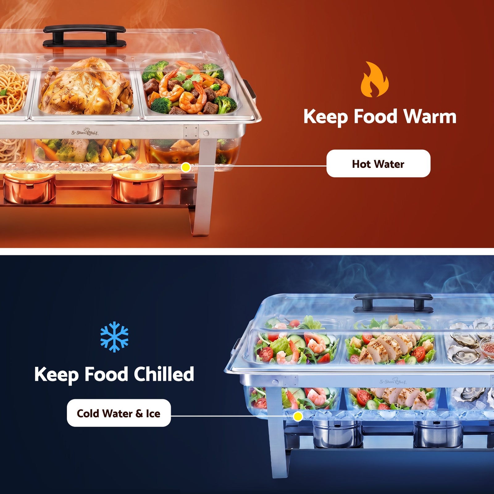 Chafing Dish 7.5L 3-Pan Buffet Warmer Food Warmer Catering Server
